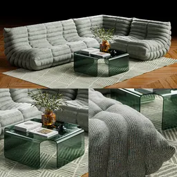 Wool Sofa With Green Coffee Table