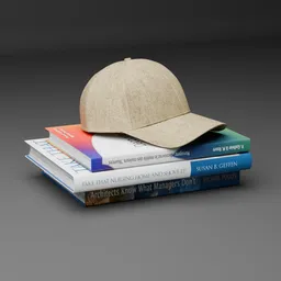Fabric Baseball Cap on Books Stack