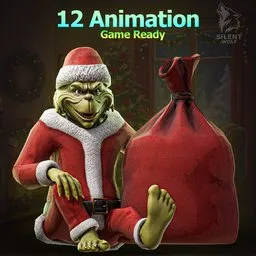 Grinch Santa Rigged Animated