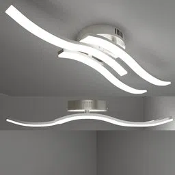 Modern 3D modeled "Ceiling light three waves" with a sleek wave design for Blender 3D rendering.