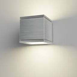 3D modeled LED wall sconce with illumination effect, ideal for Blender rendering and architectural visualization.
