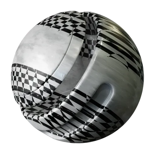 White and black marbled texture with sleek lines for PBR rendering in Blender 3D and other 3D applications.