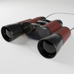 "PBR Binoculars with strap 3D model for Blender 3D. Ultra-realistic sharp focus and anamorphic widescreen inspired by Richard Estes and Frederick Hammersley. Octane render and Autodesk 3DS Max used for creation and 2D depth map included for added detail."