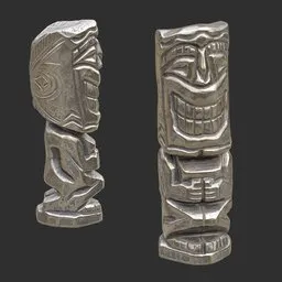 Tiki God Toothy Grin Statue Silver