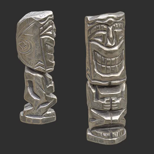Tiki God Toothy Grin Statue Silver