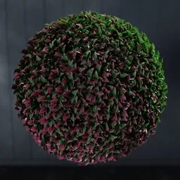 "Artificial ball Rose 3D model for Blender 3D - nature indoor category - featuring a ball of green and red plants with cloth and soft topiary effects, created using Bagapie addon and Houdini simulation."