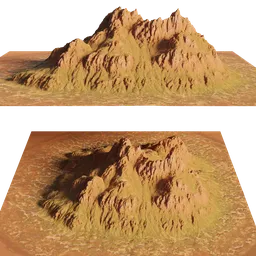 High-detail rugged terrain 3D model, suitable for Blender, featuring realistic textures and sharp cliffs.