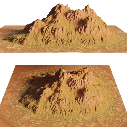 High-detail rugged terrain 3D model, suitable for Blender, featuring realistic textures and sharp cliffs.