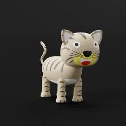 Lowpoly cartoon cat 3D model suitable for games and animation, optimized for Blender.