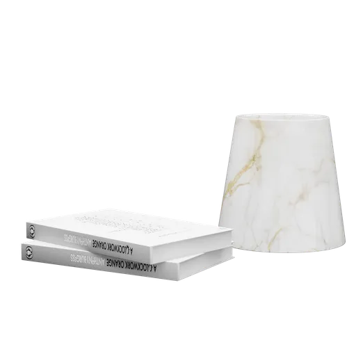 Realistic 3D model of a lamp and books for table or shelf decor, compatible with Blender. Perfect for interior design renderings.