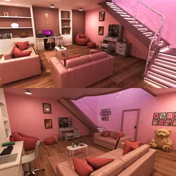 Pink Modern Loft Apartment