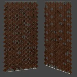 Highly detailed wooden partition 3D model, suitable for interior design and architectural visualization in Blender.