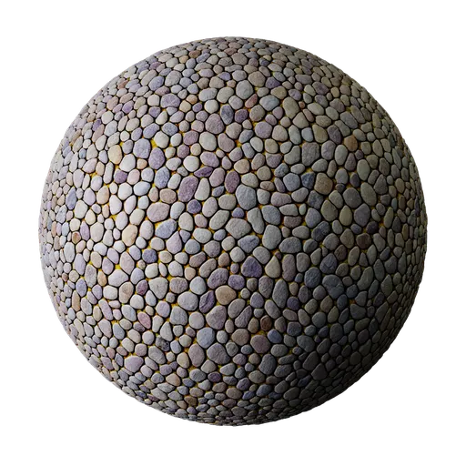 High-resolution Blender 3D PBR pebble stone material with detailed texture for realistic rendering.