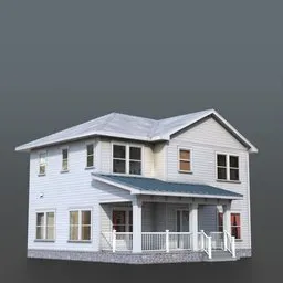 Optimized low poly 3D Neo Craftsman house model, Blender compatible, with baked textures and projection mapping.