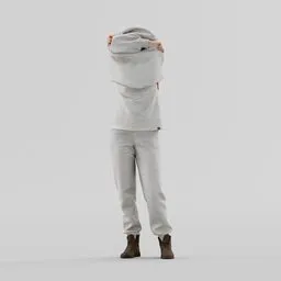 Girl takes off her hoodie