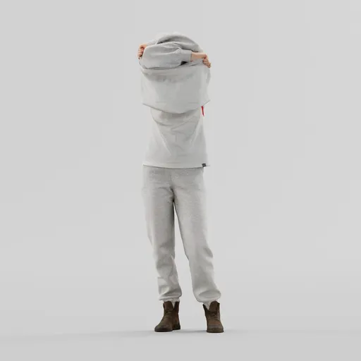 Girl takes off her hoodie