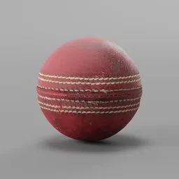 "Highly detailed 3D scan of a worn and weathered red leather cricket ball, optimized for Blender 3D. Captured using cross polarization and reconstructed into a 2.5 million poly mesh, with enhanced reflections created using Substance Painter. Perfect for game assets or 3D visualizations in the extreme sport category."