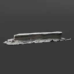 "Lowpoly 3D model of a broken concrete pillar on the ground scanned and reduced to 3K. Features include derelict and grey walls, floating particles and sandstone texture. Compatible with Blender 3D software."