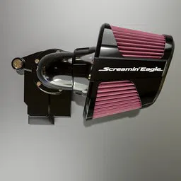 Detailed 3D rendering of a custom motorcycle air filter compatible with multiple bike models.