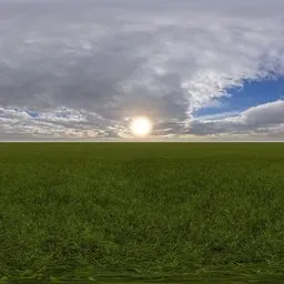 Green grass cloudy blue sky pure sky