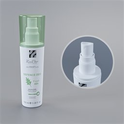 Detailed 3D model of a spray deodorant can with a close-up on the nozzle, designed for Blender, customizable label.