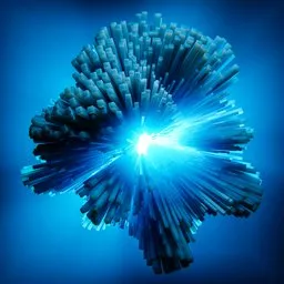 Intricate blue 3D abstract loop animation, customizable geometry nodes, Blender model with dramatic lighting.