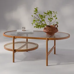 Wood and Rattan Table