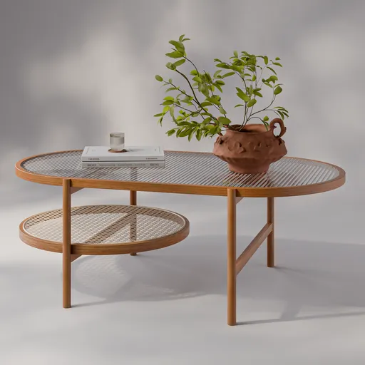 Wood and Rattan Table
