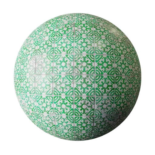 Green old decorative tiles