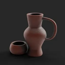 Realistic Blender 3D model of terracotta jar with procedural textures, optimized for virtual display.