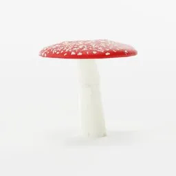 Detailed low poly 3D mushroom model ideal for Blender scenes, suitable for gaming and render projects.