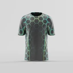 Cyber Side-Framed Hexagon Crew Neck Tee