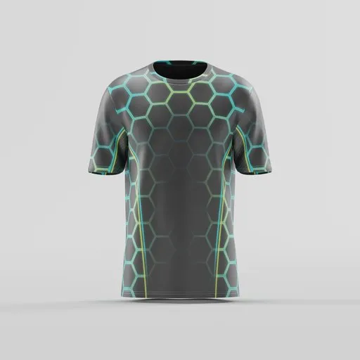 Cyber Side-Framed Hexagon Crew Neck Tee