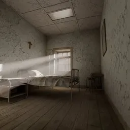 Abandoned old patient hospital room