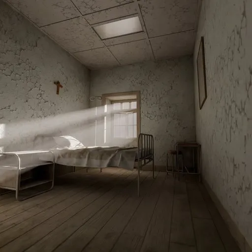 Abandoned old patient hospital room