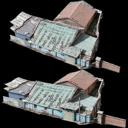 Scan blue old building