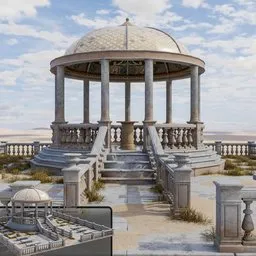 Greco-Roman style 3D rendered pavilion, ideal for weddings or luxury villa decor, created with Blender.