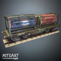 Detailed 3D cargo tank model with high-resolution textures, optimized for Blender, ideal for visualizing station scenes.