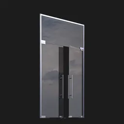 "Blender 3D GlassDoor 04 model with glass arms, perfect for windows and doors in architectural designs. Side view profile centered, rendered with Octane. Ideal for professional projects on Madison Avenue and beyond."