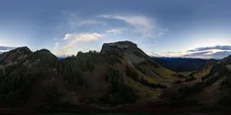 Aerial Sunset in Mountains