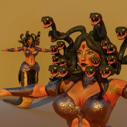 Gorgon Medusa Warrior Character - Semi Realistic - Rigged (Auto-Rig Pro)