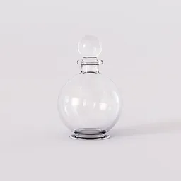 3D-rendered glass bottle with spherical design and stopper, optimized for Blender artists.