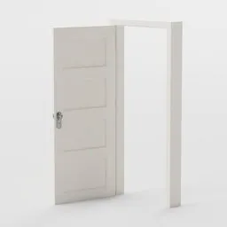 Modern 3D modeled interior door with frame for Blender, ideal for architectural visualization.