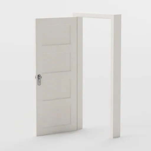 Modern 3D modeled interior door with frame for Blender, ideal for architectural visualization.