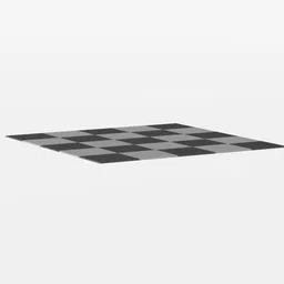 Checkered pattern carpet 3D model for Blender, monochrome room decor, digital interior design asset.