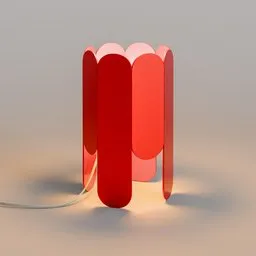 3D-rendered minimalist red lamp with soft lighting, perfect for Blender decor projects.