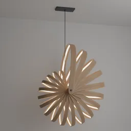 "Minimalist Shell Shape Lamp Shade Nautilus, a stunning 3D model for Blender 3D. Inspired by Mathieu Le Nain and styled with the dynamic folds of Aenami Alena, this ceiling light features a seamless wooden texture and a rotating OLED light source. Perfect for adding style and dimension to any space."