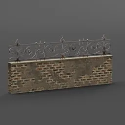 Iron and brickwork 3D model, Blender-ready, perfect for historical and luxury architectural rendering.