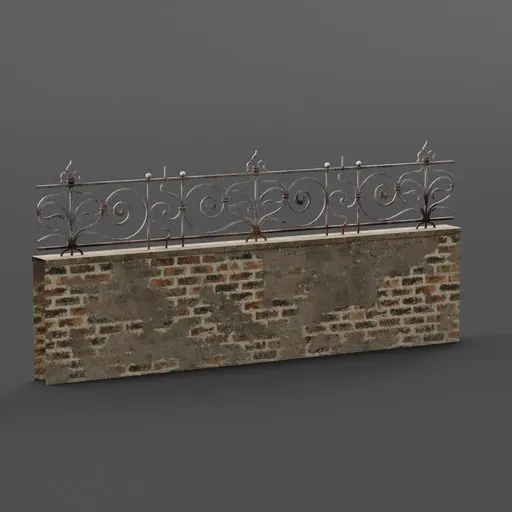 Iron and brickwork 3D model, Blender-ready, perfect for historical and luxury architectural rendering.