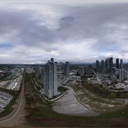 City Buildings Aerial Sunset